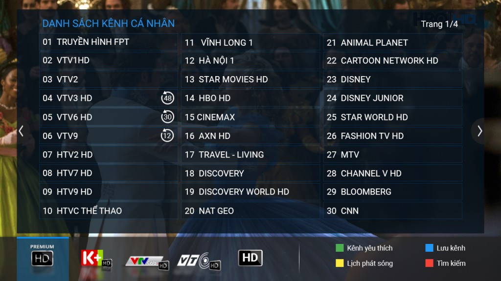 Danh sách kênh cá nhân trên truyền hình FPT